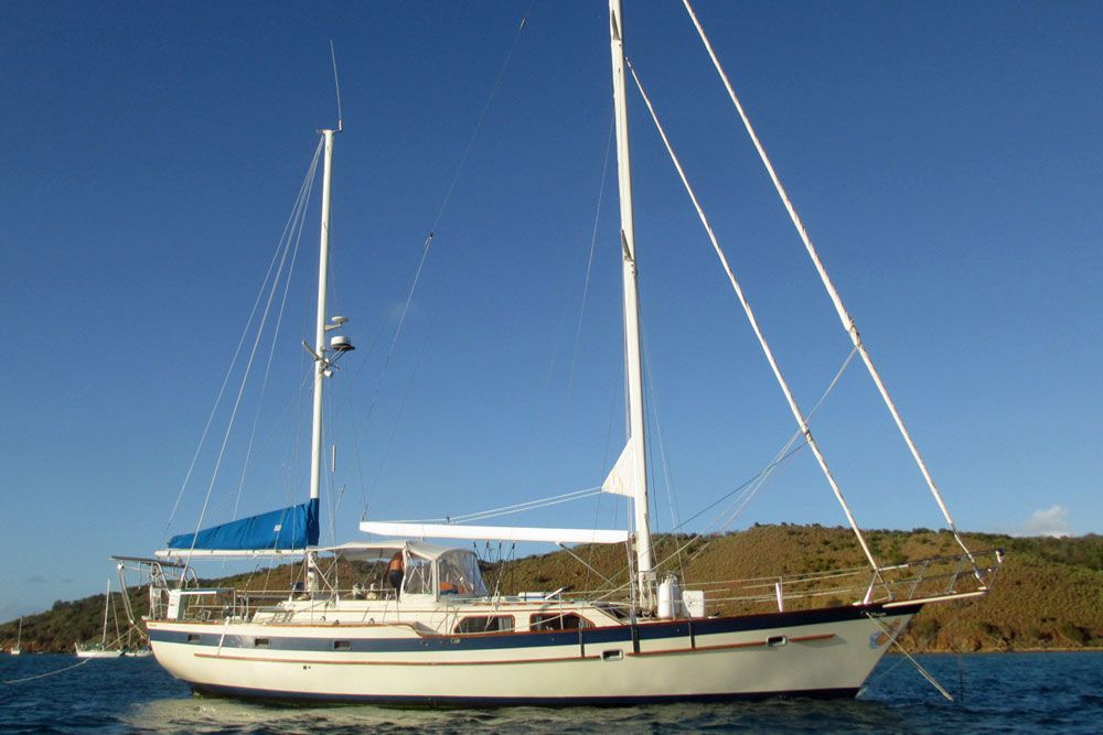 An Irwin 52 cruising yacht at anchor in Gorda Sound, Virgin Gorda in the BVIs