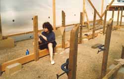 Building the stillage for a cedar strip wood-epoxy sailboat building project