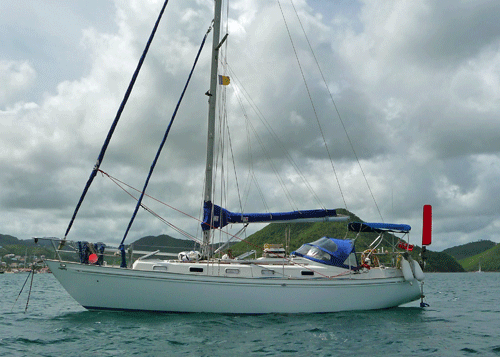 The Rival 36, a cutter rigged sloop cruising sailboat
