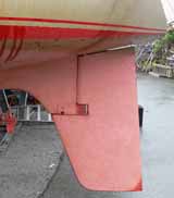 A half skeg rudder on a sailboat