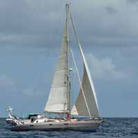an aluminium cutter rigged sloop sailing in the Caribbean