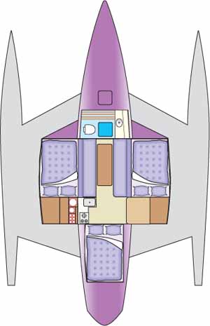 Accommodation plan for a trimaran.