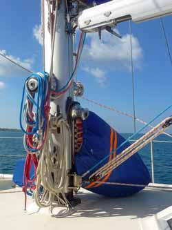 Before going to the expense of installing an in-mast or in-boom mainsail roller reefing systems, you should take a look at the simple, dependable and inexpensive single line reefing system
