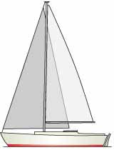 Sketch of a sloop rigged sailboat